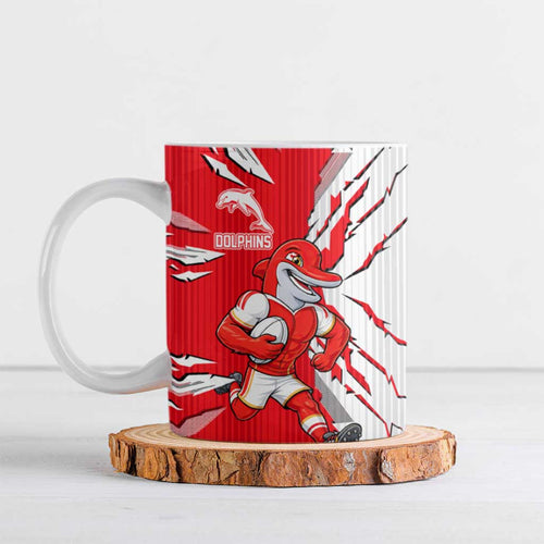 Personalized Dolphins Ceramic Mug Dynamic Lightning Mascot Rugby Australia