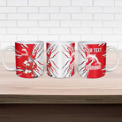 Personalized Dolphins Ceramic Mug Dynamic Lightning Mascot Rugby Australia