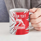 Personalized Dolphins Ceramic Mug Dynamic Lightning Mascot Rugby Australia