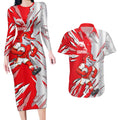 Personalized Dolphins Couples Matching Long Sleeve Bodycon Dress and Hawaiian Shirt Dynamic Lightning Mascot Rugby Australia