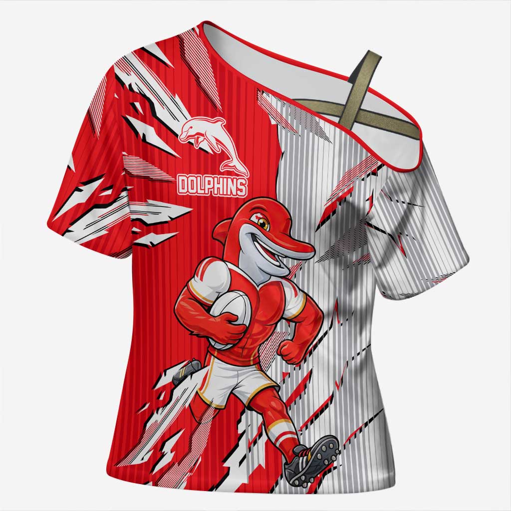 Personalized Dolphins Cross Shoulder Shirt Dynamic Lightning Mascot Rugby Australia