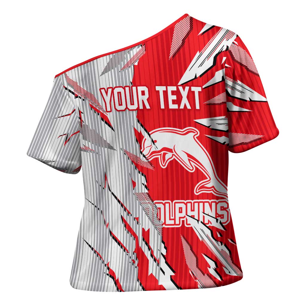 Personalized Dolphins Cross Shoulder Shirt Dynamic Lightning Mascot Rugby Australia