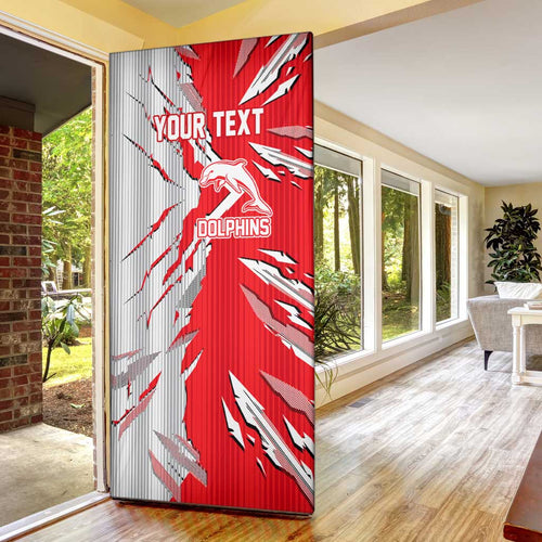 Personalized Dolphins Door Cover Dynamic Lightning Mascot Rugby Australia