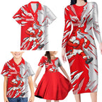 Personalized Dolphins Family Matching Long Sleeve Bodycon Dress and Hawaiian Shirt Dynamic Lightning Mascot Rugby Australia