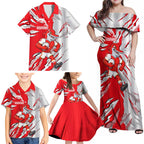 Personalized Dolphins Family Matching Off Shoulder Maxi Dress and Hawaiian Shirt Dynamic Lightning Mascot Rugby Australia