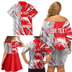 Personalized Dolphins Family Matching Off Shoulder Short Dress and Hawaiian Shirt Dynamic Lightning Mascot Rugby Australia
