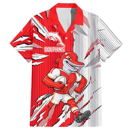 Personalized Dolphins Family Matching Off Shoulder Short Dress and Hawaiian Shirt Dynamic Lightning Mascot Rugby Australia