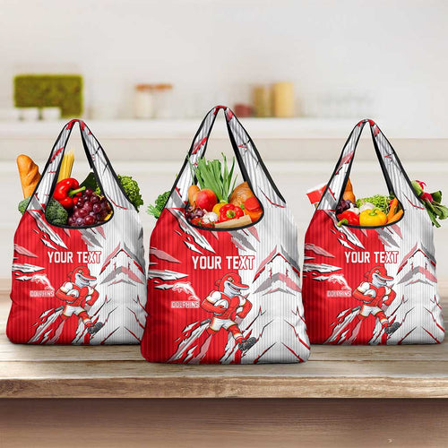Personalized Dolphins Grocery Bag Dynamic Lightning Mascot Rugby Australia