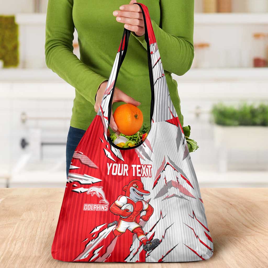 Personalized Dolphins Grocery Bag Dynamic Lightning Mascot Rugby Australia