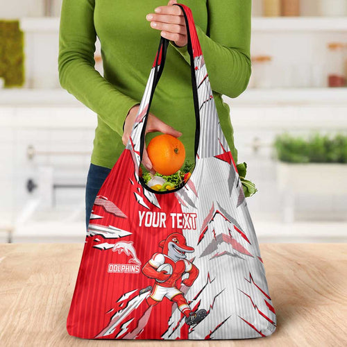 Personalized Dolphins Grocery Bag Dynamic Lightning Mascot Rugby Australia