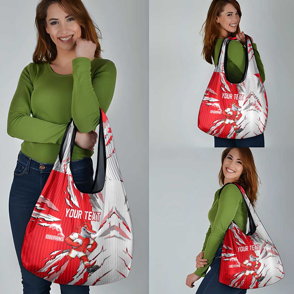Personalized Dolphins Grocery Bag Dynamic Lightning Mascot Rugby Australia