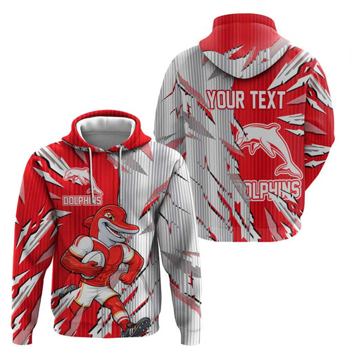 Personalized Dolphins Hoodie Dynamic Lightning Mascot Rugby Australia