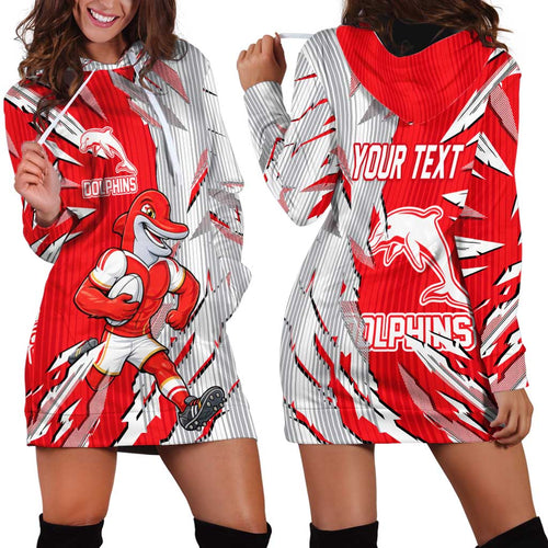 Personalized Dolphins Hoodie Dress Dynamic Lightning Mascot Rugby Australia