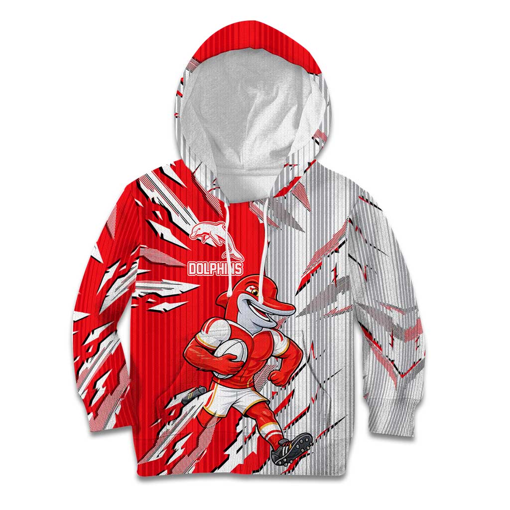 Personalized Dolphins Kid Hoodie Dynamic Lightning Mascot Rugby Australia