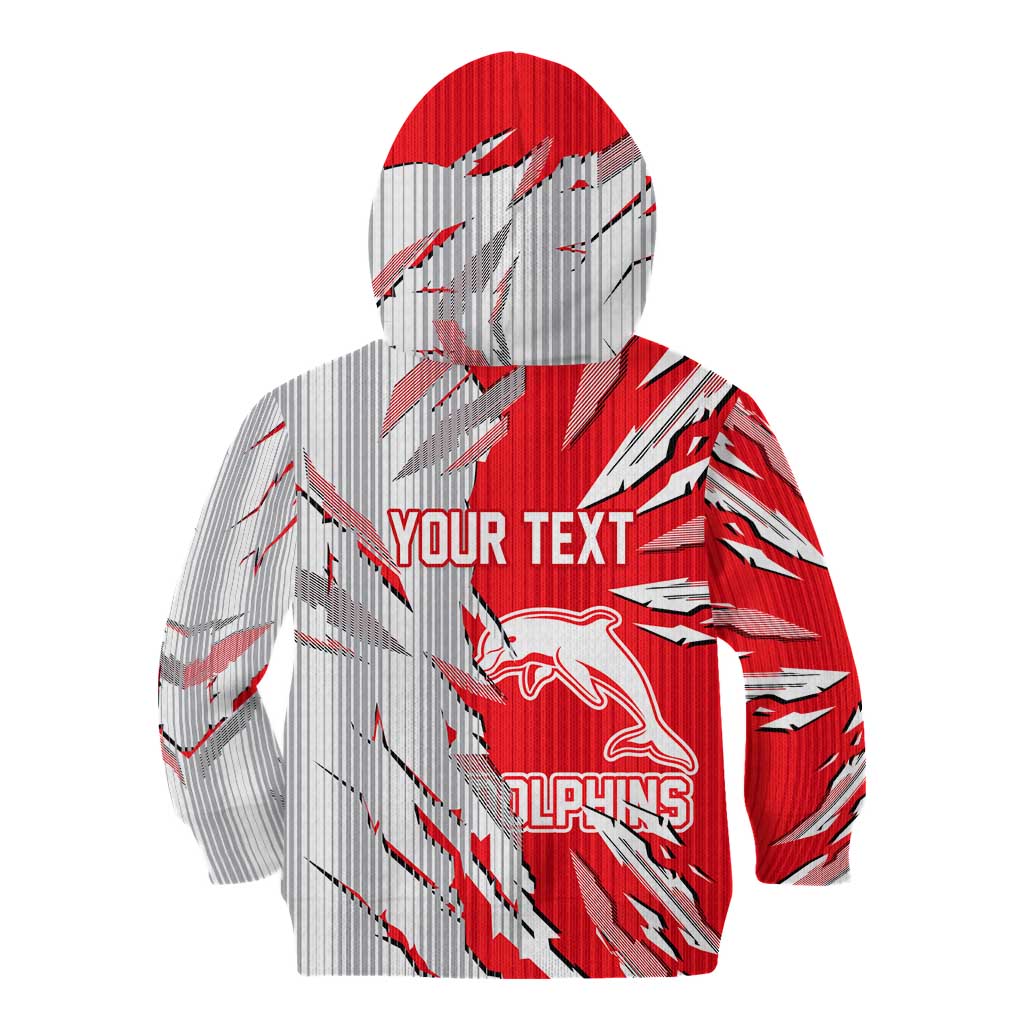 Personalized Dolphins Kid Hoodie Dynamic Lightning Mascot Rugby Australia