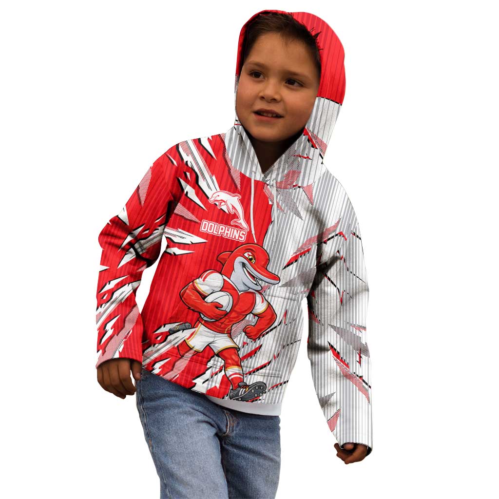 Personalized Dolphins Kid Hoodie Dynamic Lightning Mascot Rugby Australia
