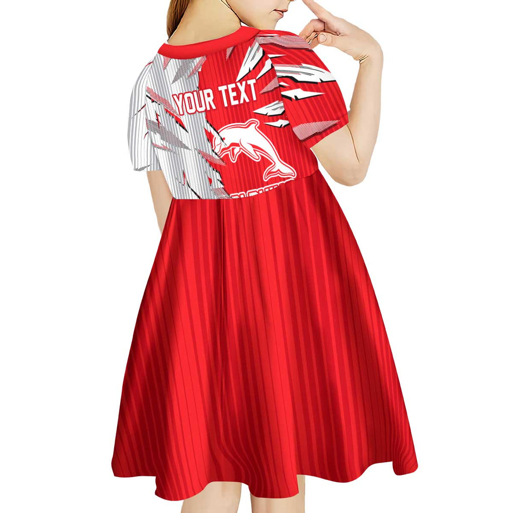 Personalized Dolphins Kid Short Sleeve Dress Dynamic Lightning Mascot Rugby Australia
