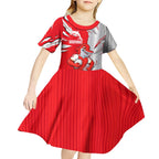 Personalized Dolphins Kid Short Sleeve Dress Dynamic Lightning Mascot Rugby Australia