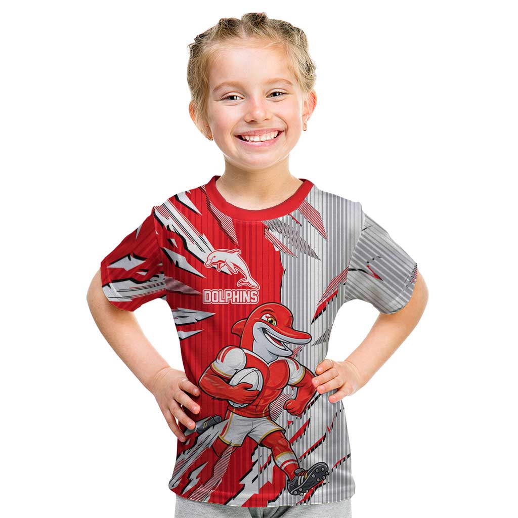 Personalized Dolphins Kid T Shirt Dynamic Lightning Mascot Rugby Australia