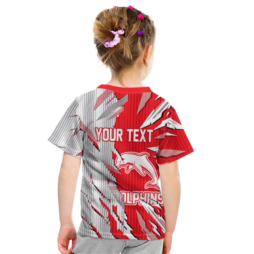 Personalized Dolphins Kid T Shirt Dynamic Lightning Mascot Rugby Australia