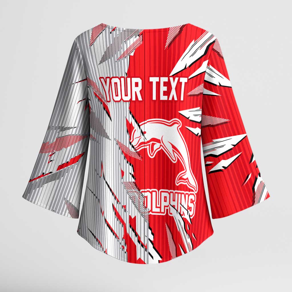 Personalized Dolphins Kimono Sleeve Blouse Dynamic Lightning Mascot Rugby Australia