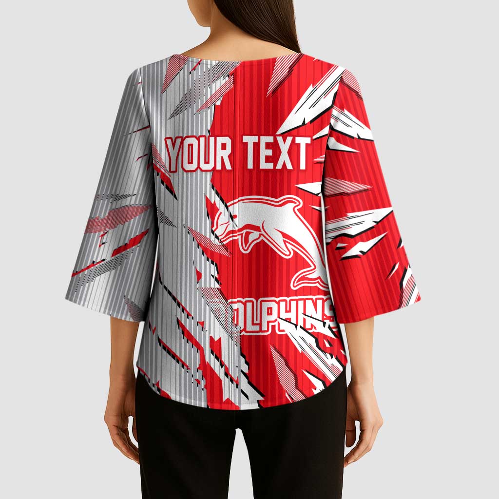 Personalized Dolphins Kimono Sleeve Blouse Dynamic Lightning Mascot Rugby Australia
