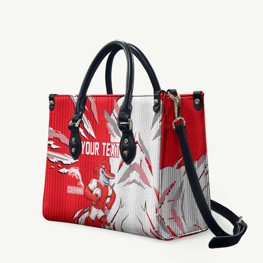 Personalized Dolphins Leather Bag Dynamic Lightning Mascot Rugby Australia