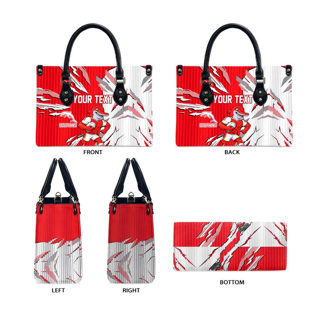 Personalized Dolphins Leather Bag Dynamic Lightning Mascot Rugby Australia