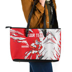 Personalized Dolphins Leather Tote Bag Dynamic Lightning Mascot Rugby Australia