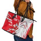 Personalized Dolphins Leather Tote Bag Dynamic Lightning Mascot Rugby Australia