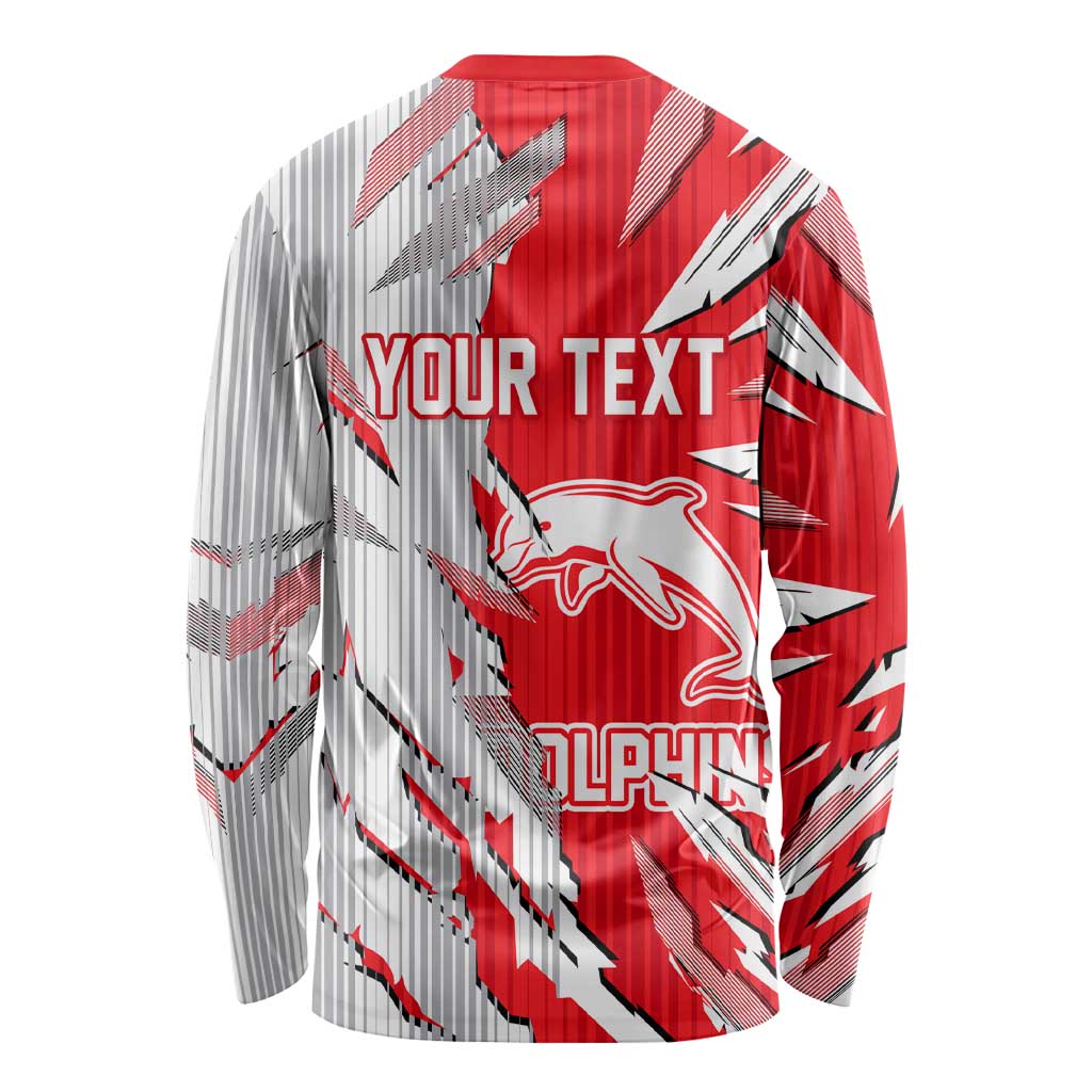 Personalized Dolphins Long Sleeve Shirt Dynamic Lightning Mascot Rugby Australia