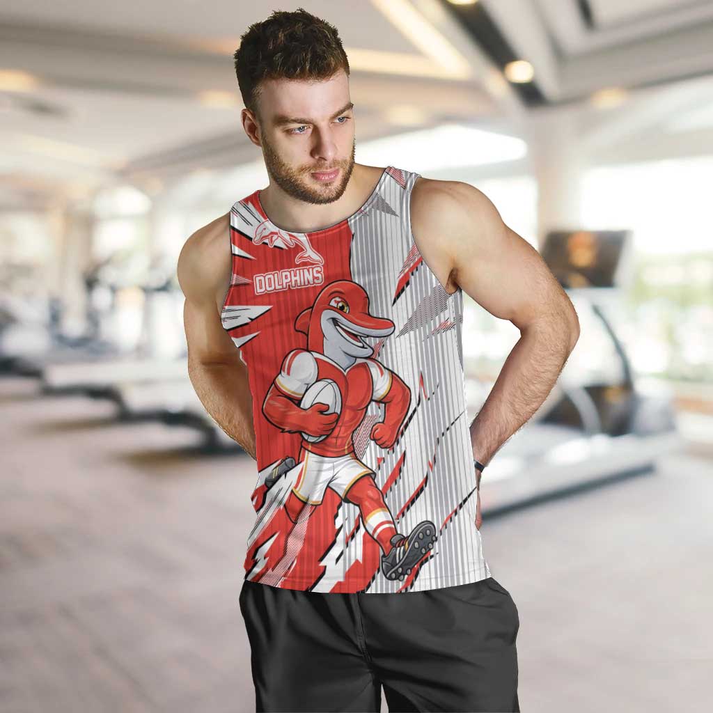 Personalized Dolphins Men Tank Top Dynamic Lightning Mascot Rugby Australia