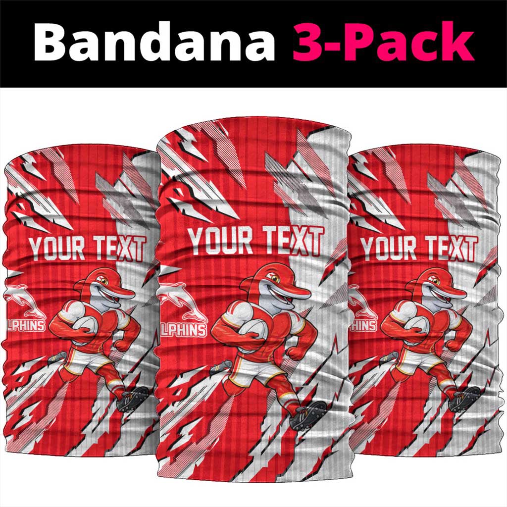 Personalized Dolphins Neck Gaiter Dynamic Lightning Mascot Rugby Australia