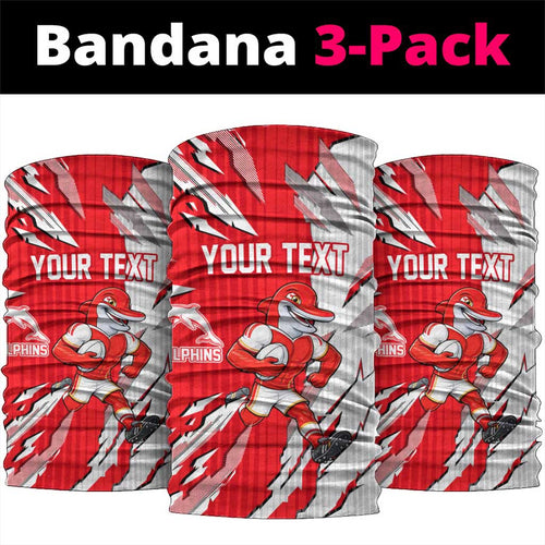 Personalized Dolphins Neck Gaiter Dynamic Lightning Mascot Rugby Australia