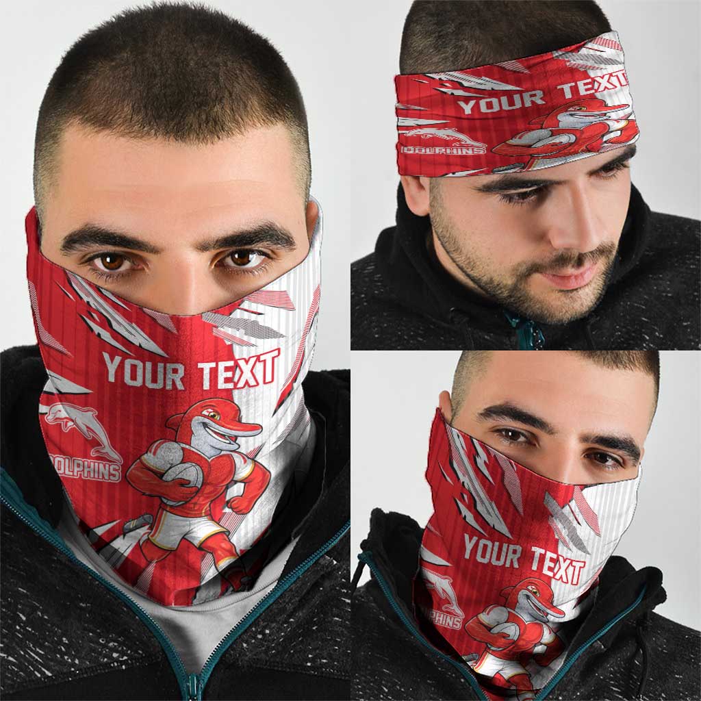Personalized Dolphins Neck Gaiter Dynamic Lightning Mascot Rugby Australia