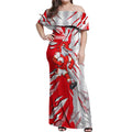 Personalized Dolphins Off Shoulder Maxi Dress Dynamic Lightning Mascot Rugby Australia