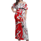 Personalized Dolphins Off Shoulder Maxi Dress Dynamic Lightning Mascot Rugby Australia