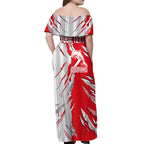 Personalized Dolphins Off Shoulder Maxi Dress Dynamic Lightning Mascot Rugby Australia