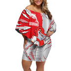 Personalized Dolphins Off Shoulder Short Dress Dynamic Lightning Mascot Rugby Australia