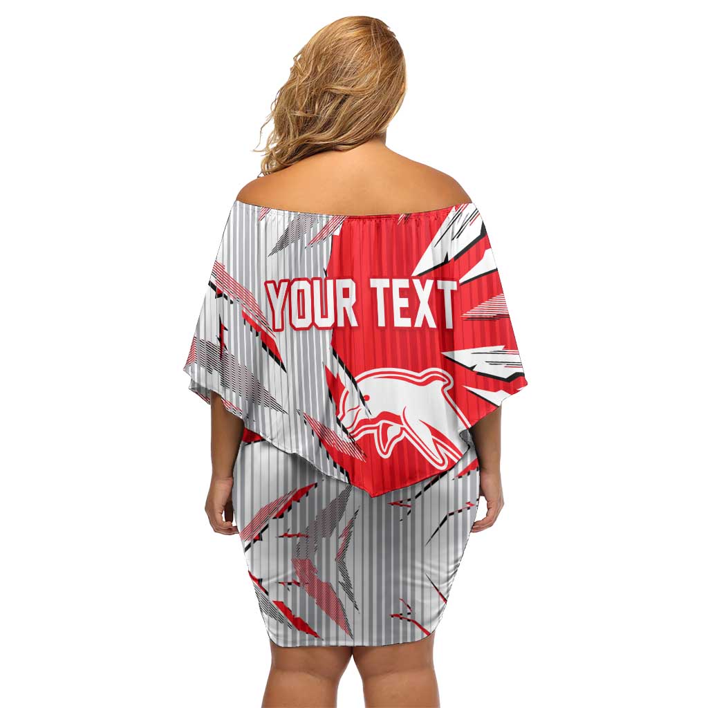 Personalized Dolphins Off Shoulder Short Dress Dynamic Lightning Mascot Rugby Australia