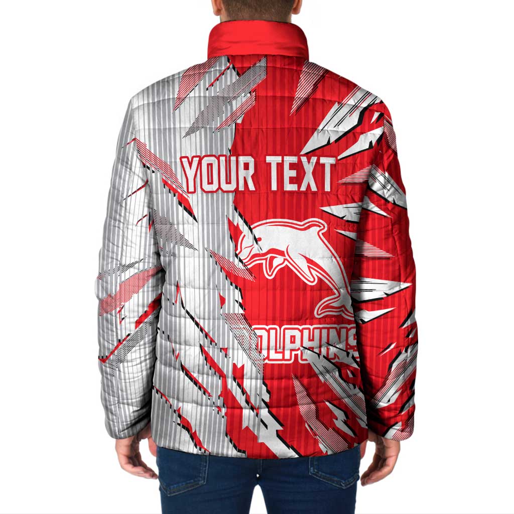 Personalized Dolphins Padded Jacket Dynamic Lightning Mascot Rugby Australia