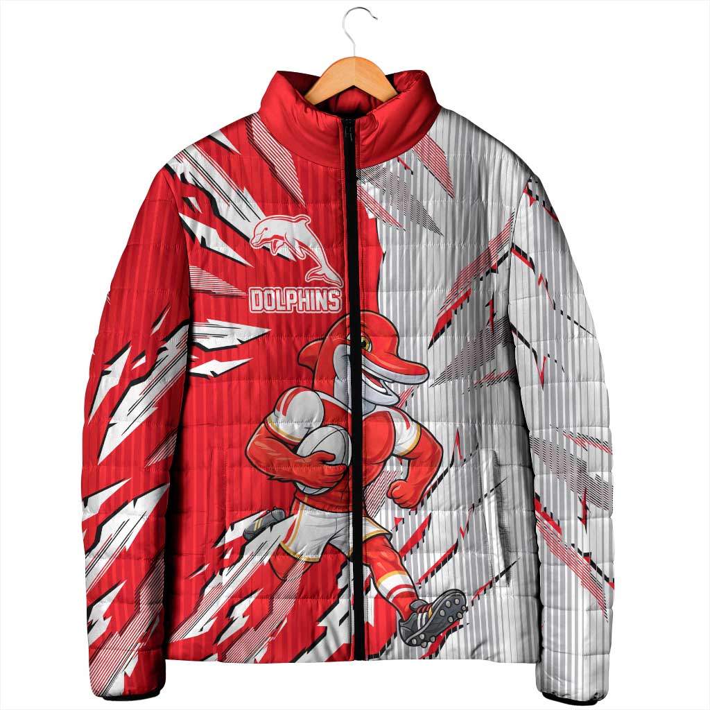Personalized Dolphins Padded Jacket Dynamic Lightning Mascot Rugby Australia