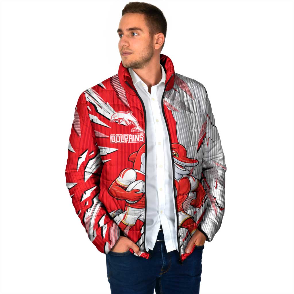 Personalized Dolphins Padded Jacket Dynamic Lightning Mascot Rugby Australia