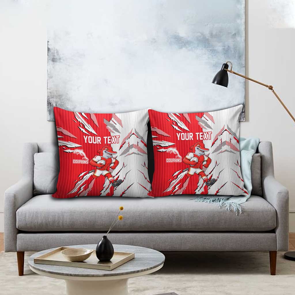 Personalized Dolphins Pillow Cover Dynamic Lightning Mascot Rugby Australia