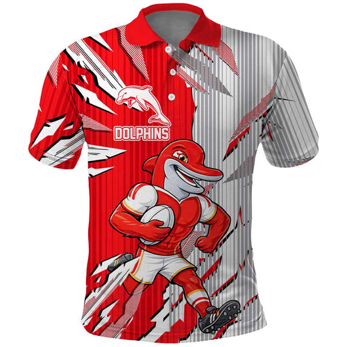 Personalized Dolphins Polo Shirt Dynamic Lightning Mascot Rugby Australia