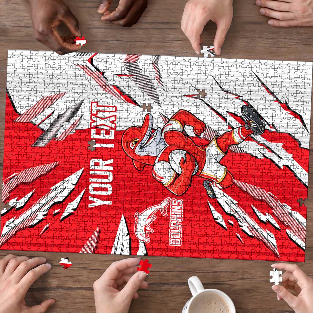 Personalized Dolphins Puzzle Dynamic Lightning Mascot Rugby Australia