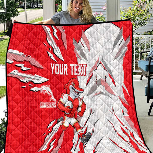 Personalized Dolphins Quilt Dynamic Lightning Mascot Rugby Australia