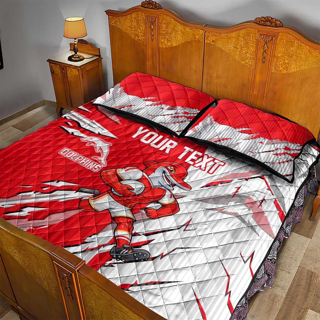 Personalized Dolphins Quilt Bed Set Dynamic Lightning Mascot Rugby Australia