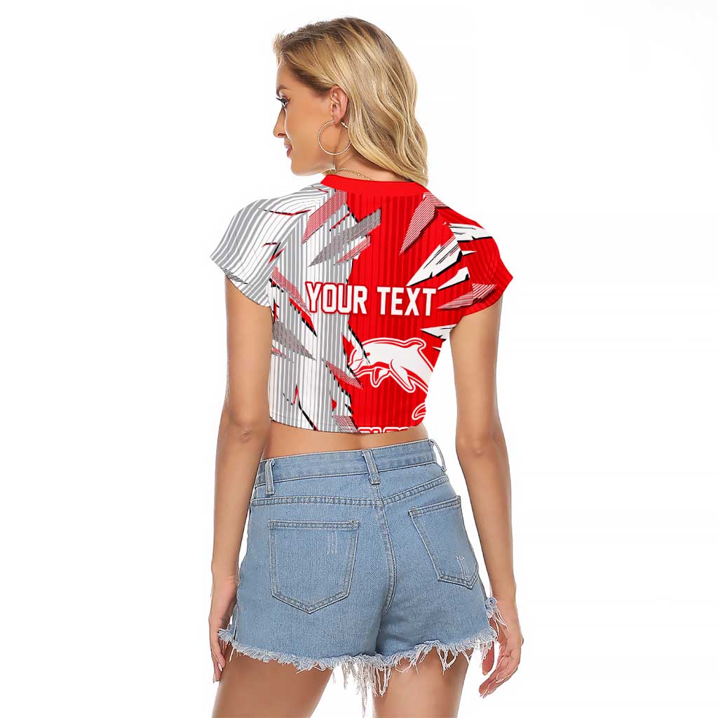 Personalized Dolphins Raglan Cropped T Shirt Dynamic Lightning Mascot Rugby Australia