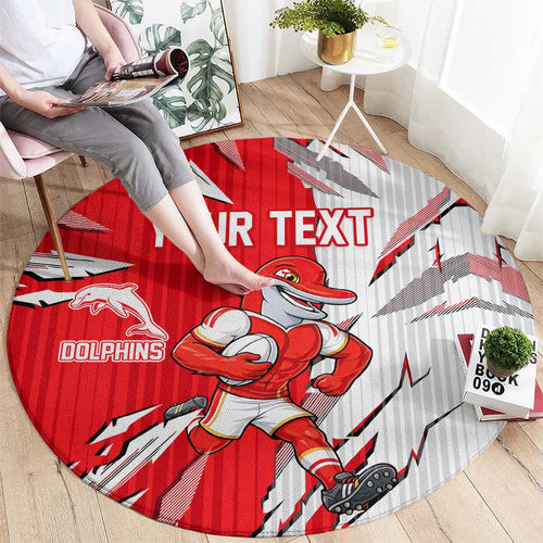 Personalized Dolphins Round Carpet Dynamic Lightning Mascot Rugby Australia